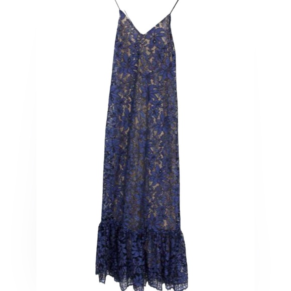 ANTHROPOLOGIE Moulinette Soeurs CELESTIAL LACE MAXI BLUE DRESS SZ 4 - Picture 6 of 16